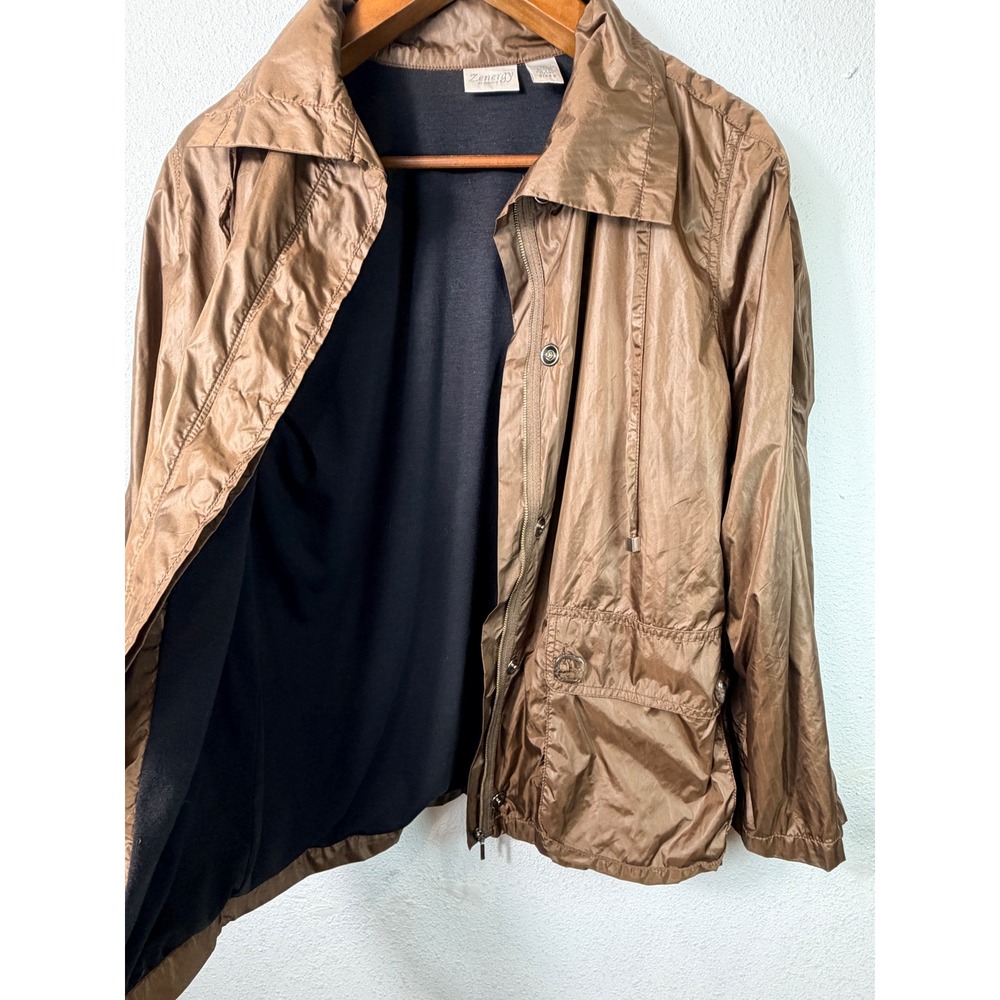 Zenergy Chico's Women Jacket Bronze 0 Lightweight Metallic Full Zip Windbreaker